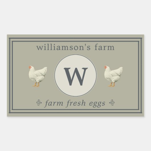 Sticker Rectangulaire Carton d'oeufs monogramme Oeufs frais de la ferme  (Devant)