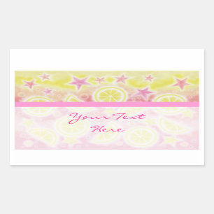 Sticker Rectangulaire Carton rouge citronnade rose "Votre texte" rectang