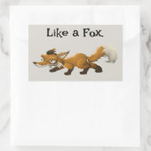 Sticker Rectangulaire Cartoon Clever Fox - "Like a Fox" Design (Sac)