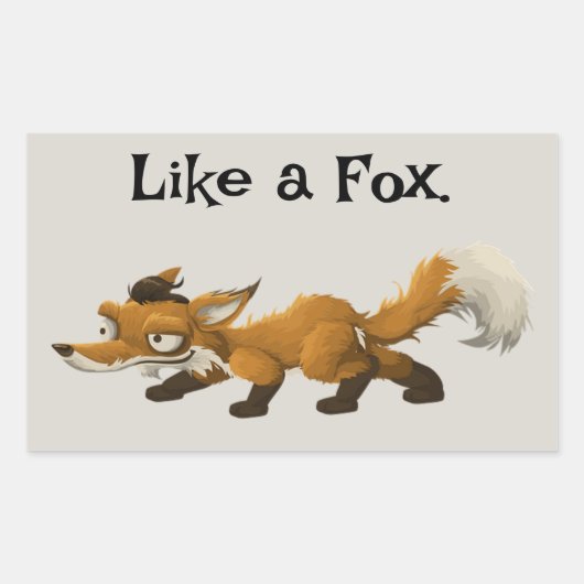 Sticker Rectangulaire Cartoon Clever Fox - "Like a Fox" Design (Devant)