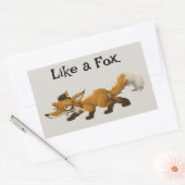 Sticker Rectangulaire Cartoon Clever Fox - "Like a Fox" Design (Enveloppe)