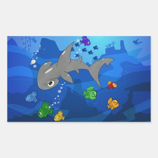 Sticker Rectangulaire Cartoon Hammerhead Shark (Devant)