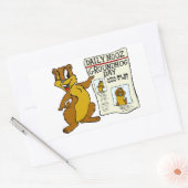 Sticker Rectangulaire Cartoon mignon Groundhog avec papier journal de la (Enveloppe)