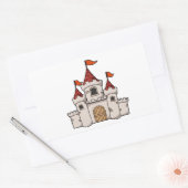 Sticker Rectangulaire Cartoon rouge et blanc Château médiéval avec drape (Enveloppe)