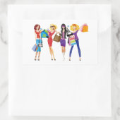 STICKER RECTANGULAIRE CARTOON SHOPPPING FILLES VECTEURS STYLE MODE S'AMU (Sac)