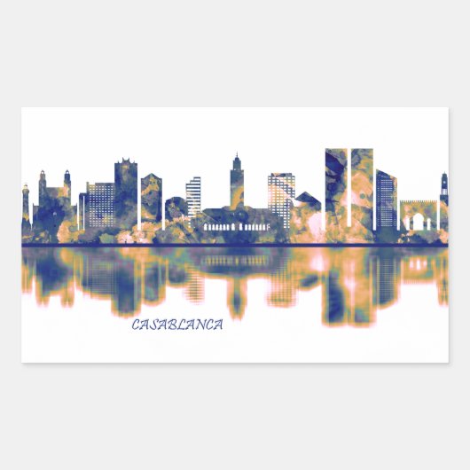 Sticker Rectangulaire Casablanca Skyline (Devant)