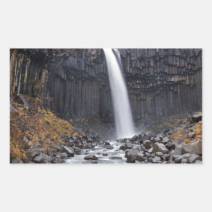 Sticker Rectangulaire Cascade de Svartifoss en Islande rectangle autocol