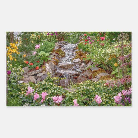 Sticker Rectangulaire Cascade flottante avec fleurs de printemps (Devant)