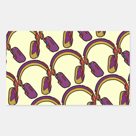 Sticker Rectangulaire casque dj couleur (Devant)