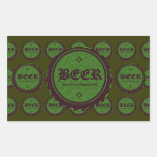 Sticker Rectangulaire Casquette de bouteille de bière vert