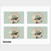 Sticker Rectangulaire Casquette vert vintage (Feuille)