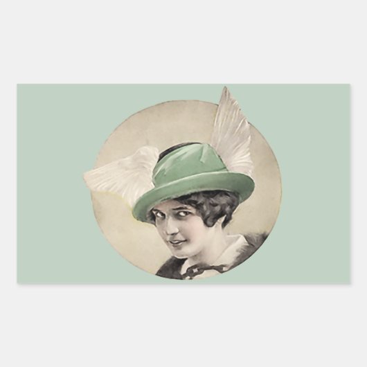 Sticker Rectangulaire Casquette vert vintage (Devant)