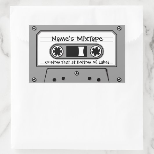 Sticker Rectangulaire Cassette Audio Gris (Sac)
