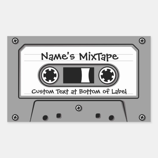 Sticker Rectangulaire Cassette Audio Gris (Devant)