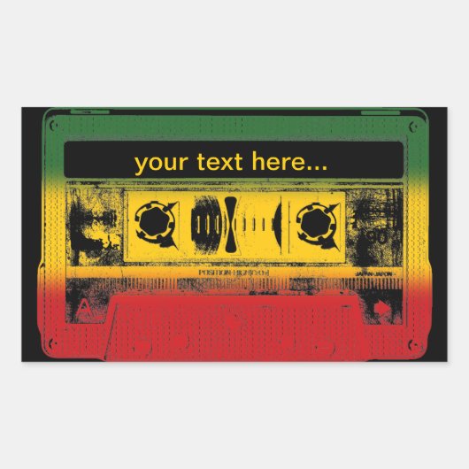 Sticker Rectangulaire Cassette de Reggae Vieux sur mesure (Devant)