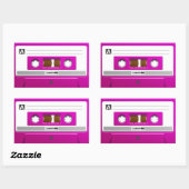 Sticker Rectangulaire cassette rose (Feuille)