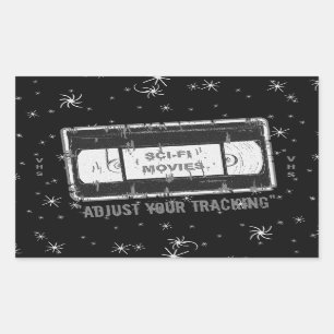 Sticker Rectangulaire Cassette Vidéo Films SciFi Réglez Votre Suivi G