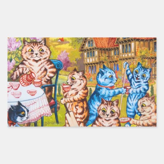 Sticker Rectangulaire Cat Garden Party (Devant)