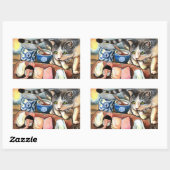 Sticker Rectangulaire Cat Looking at Sushi (Feuille)