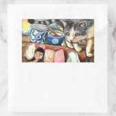 Sticker Rectangulaire Cat Looking at Sushi (Sac)