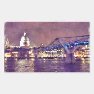 Sticker Rectangulaire Cathédrale Saint-Paul par peinture de nuit