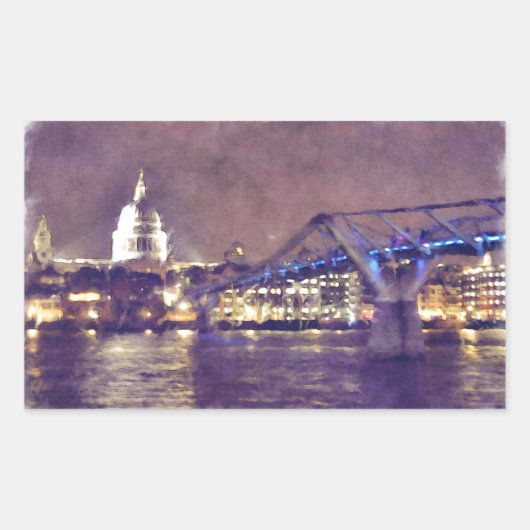 Sticker Rectangulaire Cathédrale Saint-Paul par peinture de nuit (Devant)