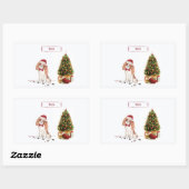 Sticker Rectangulaire Cavalier King Charles Spaniel Funny Christmas Chie (Feuille)