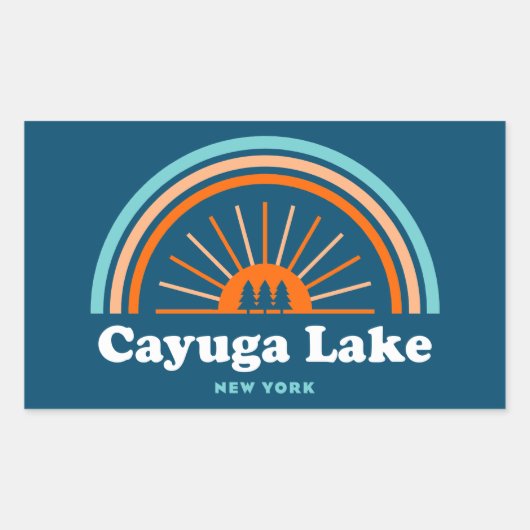 Sticker Rectangulaire Cayuga Lake New York Rainbow (Devant)