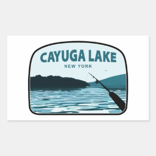 Sticker Rectangulaire Cayuga Lake New York Rod de pêche
