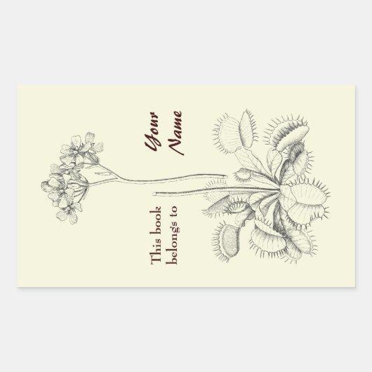 Sticker Rectangulaire Ce Livre Appartient À Floral (Devant)