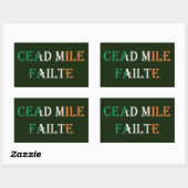 Sticker Rectangulaire Cead Mile Failte superposé sur Irish Flag stcn (Feuille)