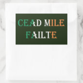 Sticker Rectangulaire Cead Mile Failte superposé sur Irish Flag stcn (Sac)