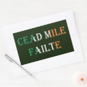 Sticker Rectangulaire Cead Mile Failte superposé sur Irish Flag stcn (Enveloppe)