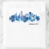 Sticker Rectangulaire Cebu City Philippines Skyline Blue (Sac)