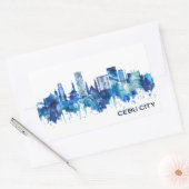 Sticker Rectangulaire Cebu City Philippines Skyline Blue (Enveloppe)