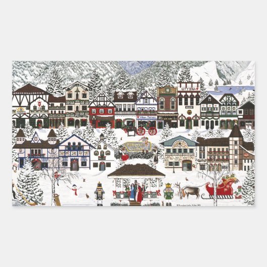 Sticker Rectangulaire Célébration des vacances à Leavenworth (Devant)