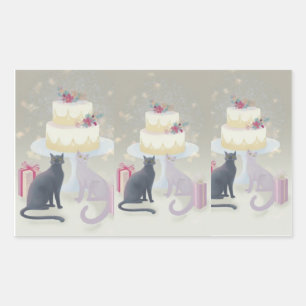 Sticker Rectangulaire Célébration Féline Élégante et Festive