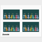 Sticker Rectangulaire Cellos multicolores (Feuille)