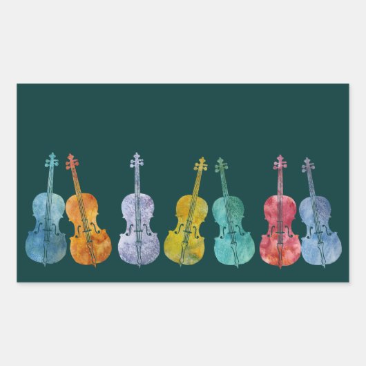 Sticker Rectangulaire Cellos multicolores (Devant)