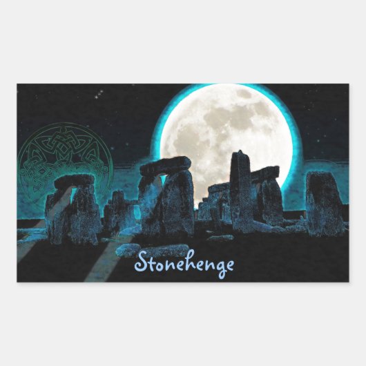 Sticker Rectangulaire Celtic Stonehenge, Moon & Stars Astronomy Royaume- (Devant)