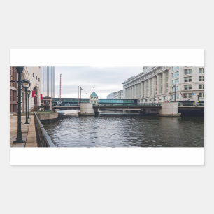 Sticker Rectangulaire centre-ville de milwaukee riverfront et architectu