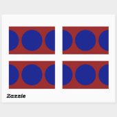 Sticker Rectangulaire Cercles bleus sur rouge (Feuille)