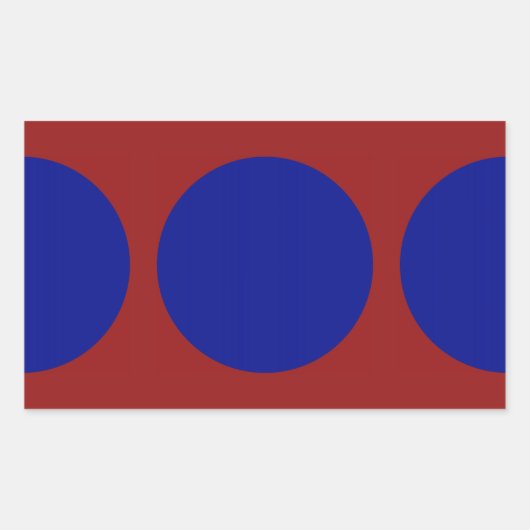 Sticker Rectangulaire Cercles bleus sur rouge (Devant)
