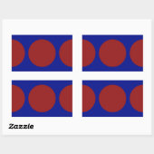 Sticker Rectangulaire Cercles rouges en bleu (Feuille)