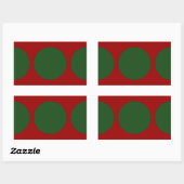 Sticker Rectangulaire Cercles verts en rouge (Feuille)