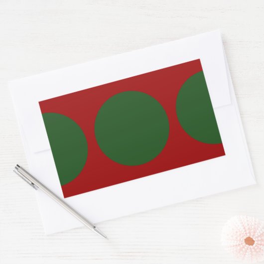 Sticker Rectangulaire Cercles verts en rouge (Enveloppe)