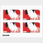 Sticker Rectangulaire Cérémonie japonaise du thé de dame Art Imprimer (Feuille)