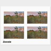 Sticker Rectangulaire Cerf avec ciel bleu rose (Feuille)