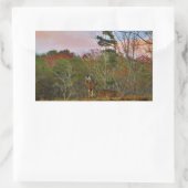 Sticker Rectangulaire Cerf avec ciel bleu rose (Sac)