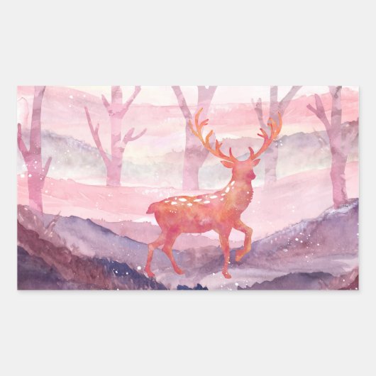 Sticker Rectangulaire Cerf dans la forêt (Devant)